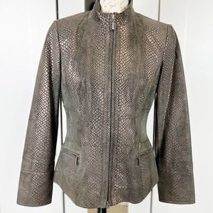 Alfani Leather Moto Jacket Snake Embossed Print